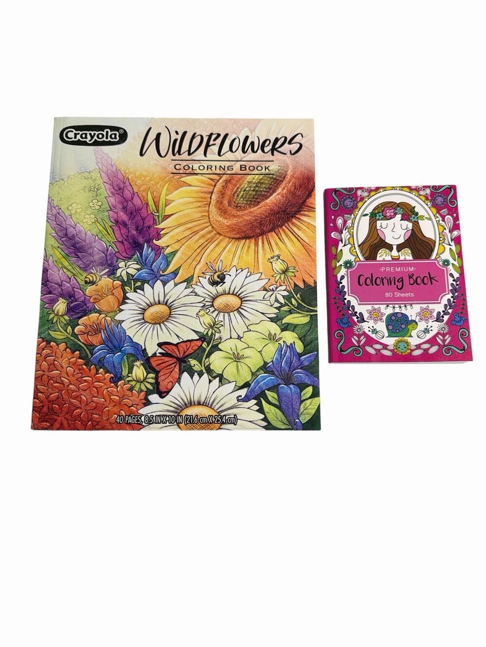 Lot of 2 Adult Coloring Books Crayola Wildflowers Coloring Book + Premium New